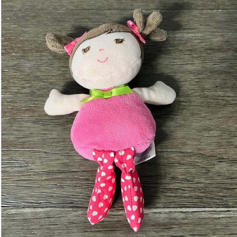 Garanimals Brunette Baby Doll Pink Plush Heart Legs Pigtails Toy 85855 9 inch